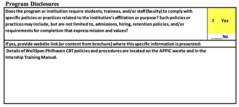 IRC Program Disclosures