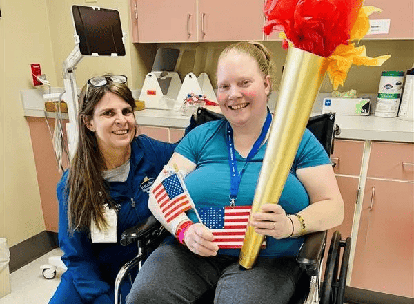 Winter Rehab Olympics at WellSpan Chambersburg Hospital. Carrie Eberly and Debbie Jones